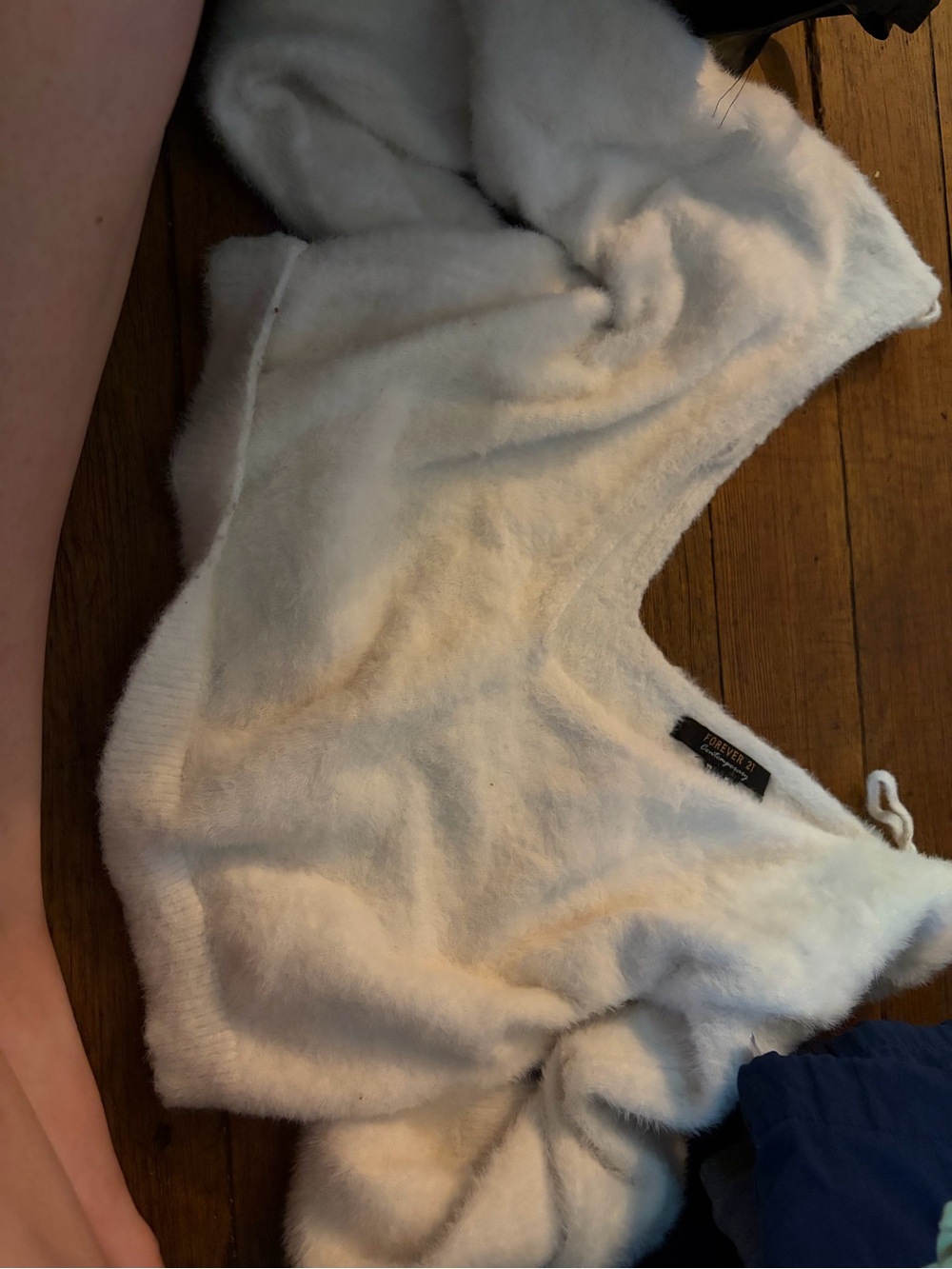 Forever 21 Off-the-Shoulder White Fuzzy Sweater